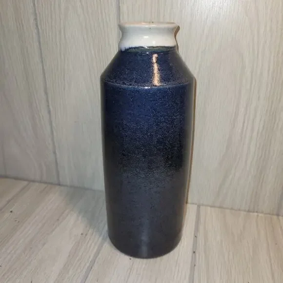 Vtg Elegant Blue Vase Pottery Coin Jar Shelf Sitter Vacation Money "Condo Money" - Picture 4 of 5